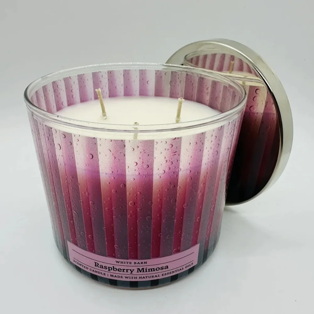 BATH & BODY WORKS WHITE BARN RASPBERRY MIMOSA 3-WICK SCENTED CANDLE